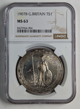 1907 B Great Britain Trade Dollar NGC MS 63