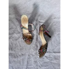 vintage 70s Halston snake skin strappy stiletto heels / disco fashion