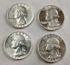 1964-D+P Mints AU Washington Quarters 90% Silver Coins Lot (Set of 4) #W88
