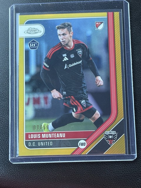 2020 Topps Chrome MLS #110 Louis Munteanu True Gold 01/50 Rookie D.C. United
