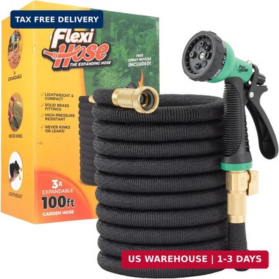 Flexi Hose Expandable Garden Hose with 8 Function Nozzle, 100FT - Lightweight Re