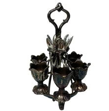 Early Georgian Sheffield Egg Cruet Holder Silver-plated 6 Egg Cups Excellent