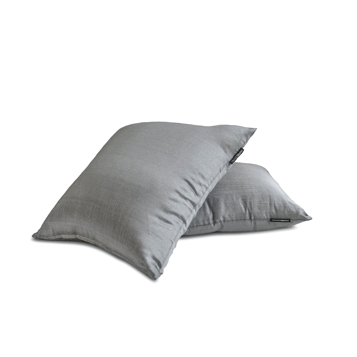 Silver Grey Art Silk Lumbar Pillow Covers, Pack of 2-Silver Gray Luxury