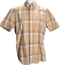 Tommy Hilfiger Men's Short Sleeve Plaid Button Shirt Regular Fit Stretch Size M