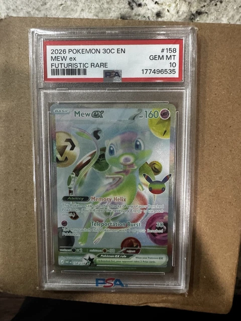 Pokemon TCG Mew ex 158/128 Me: 30th Celebration Futuristic Rare Holo EN 2026 PSA