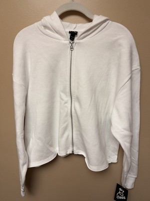 Art Class Girls White Boxy Cropped Zip-Up Hoodie Sweatshirt Size XXL (16/18) NWT