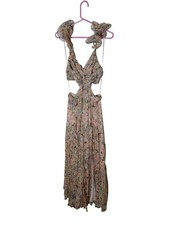 ASTR The Label Dress Womens Large Pink Floral Cutout Maxi Ruffle ACDR102226