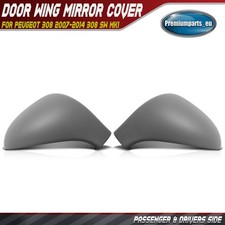 Pair Door Wing Mirror Cover Cap Primed for Peugeot 308 2007-2014 308 SW Mk1