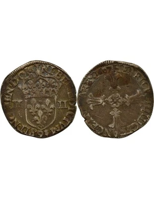 France Henri IV - 1/4 Ecu Argent, Croix Feuillue - 1607 9 Rennes - Photo 1/3
