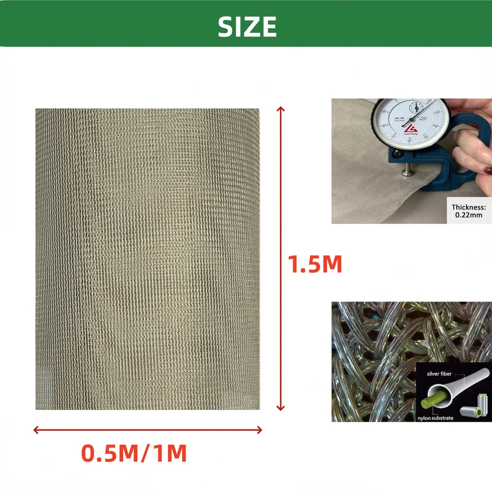 Pure Silver Fiber Mesh Fabric Blocking RF/EMI/LF/Microwave EMF Shielding Netting - image 2 of 4