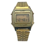 Seiko A914-5A09 Digital Alarm Chronograph Watch Gold Tone Vintage Working Japan!