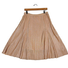 Maeve By Anthropologie Ambra Midi Skirt Women's Small Rose Gold Metallic Pleated