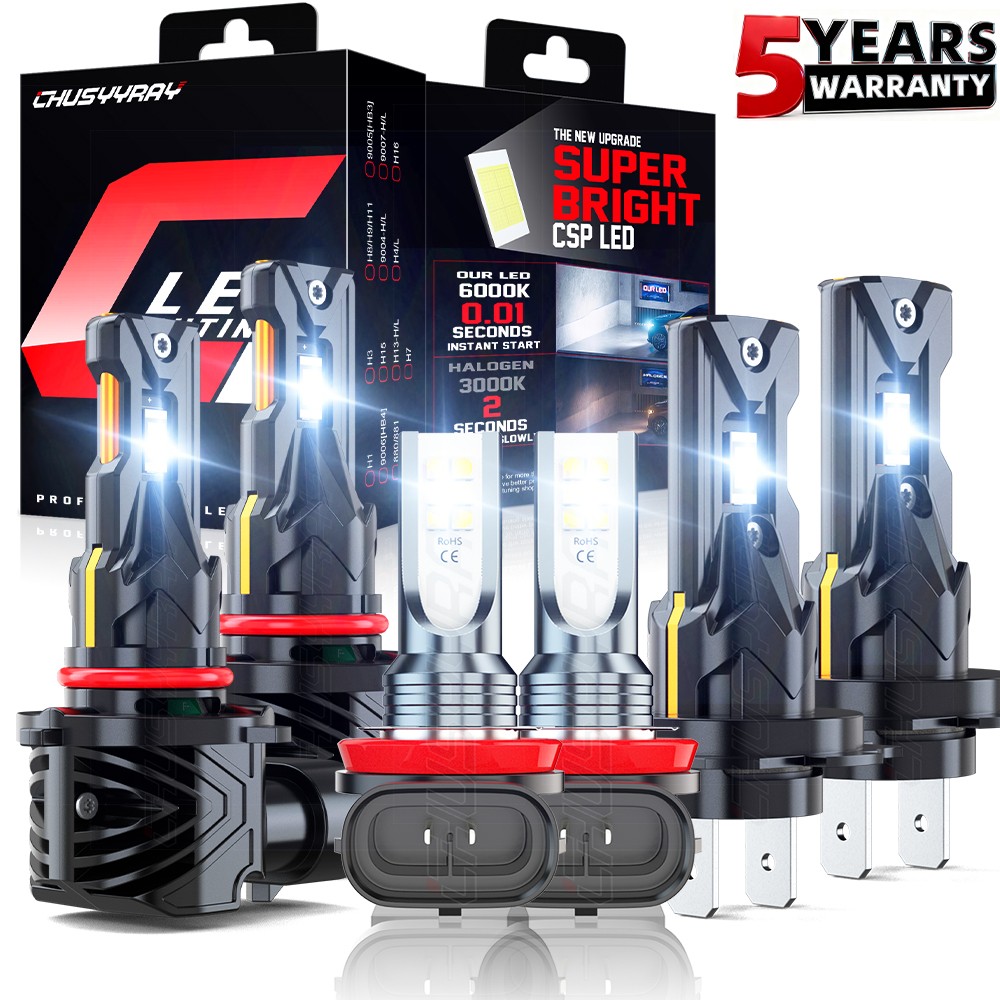 9005+H7+H11 LED Headlight High/Low Beam Light + Fog Light Bulbs Kit Super Bright