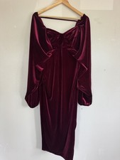 A153 ASOS Maternity Maroon Velvet Dress Draped Cape Sleeve Occasion Size 12
