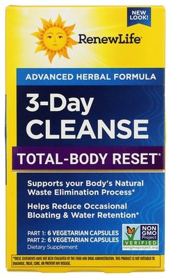 Renewlife Total Body Reset 3 Day Cleanse 12 Vegetarian Capsules Ct 1 Pack