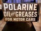 VINTAGE ORIGINAL EARLY 1920'S POLARINE OIL&GREASES  PORCELAIN FLANGE SIGN