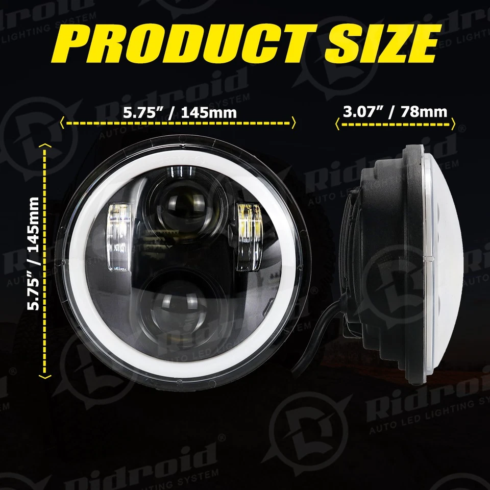 4 peças faróis de LED 5,75" Hi-Lo feixe DRL para Ford Ranchero Thunderbird 1958-1976 - Imagem 2 de 4