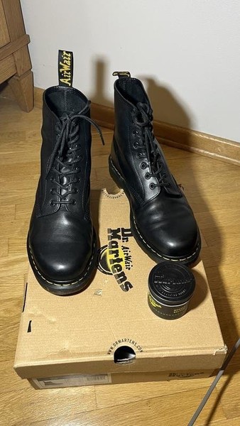 Herren Dr. Martens Stiefel Schwarz Leder 43 #7L7B
