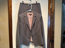 Ann Taylor Brown Wool 2 Piece Suit  Blazer  Pencil Skirt