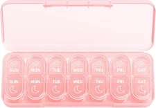 Weekly Pill Box Organizer 7 Day Medicine Storage Case 2 Times a Day Daily AM PM