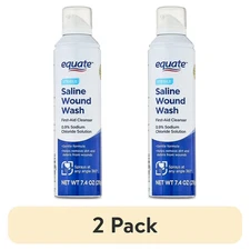 (2 pack) Equate Sterile Saline Wound Wash Spray, First-Aid Cleanser, 7.4 fl oz.