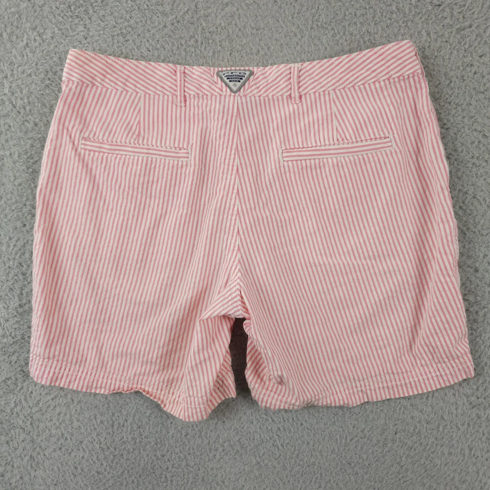 Columbia PFG Shorts Women 6 Pink White Striped Super Bonehead Outdoors Casual 6" - Image 2 of 4