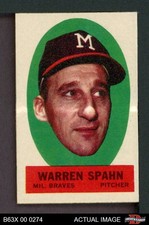 1963 Topps Peel-Offs Warren Spahn Braves HOF 7 - NM