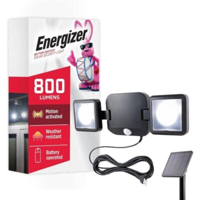 Energizer Solar Powered Outdoor Security Light w/ Battery Backup 800 Lumens Nib