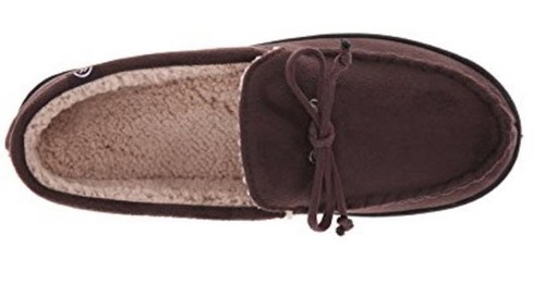 Isotoner Brown Micro-suede Gel-Infused Memory Foam Sherpa Lined Moccasin Slipper - Picture 6 of 7