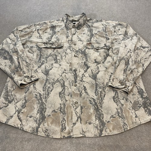 Vintage Woolrich Men's Camo Hunting Shirt Size XXL Sand Vented Button Up