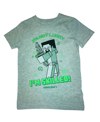 Jungen Alter 5-6 Jahre T-Shirt Grau M&S Baumwolle Minecraft Diamond Steve Skilled!