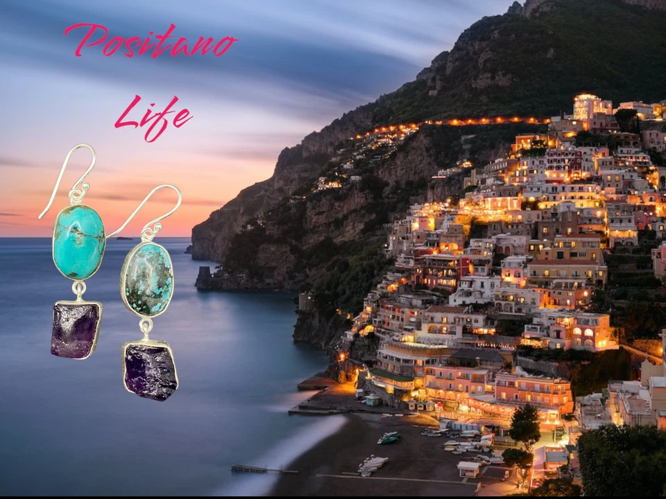 Moda Positano Gioielli - Collezione Zaffiro - Orecchini Ag925 Turchese Ametista - Immagine 2 di 4