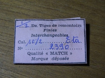 Tige De Remontoir Pour Mouvement De Montre ETA 11 1/2 1256 - Pièce Horlogerie Neuve