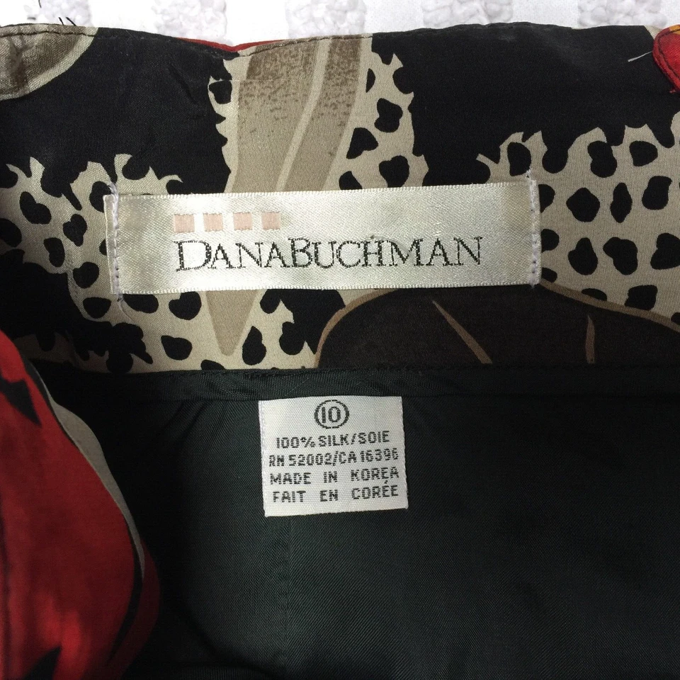 Falda lápiz vintage Dana Buchman para mujer talla 10 estampado floral envoltura de seda multicolor Foto 3 de 4
