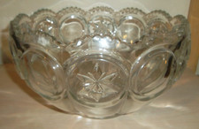 VINTAGE ELEGANT GLASS PUNCH BOWL-CUPS-LADLE/13 PIECE SET-10.5