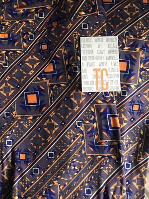 Lularoe TC Tall Curvy Leggings Purple Orange Pants Tribal Aztec Shapes 12-18