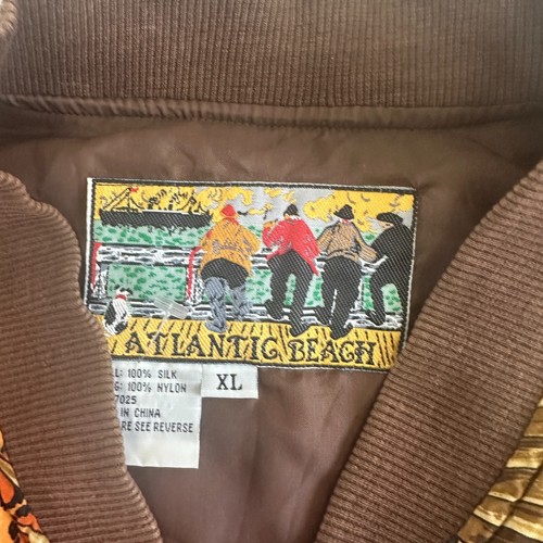 VTG Atlantic Beach Silk Jacket Womens XL Animal Jaguar Bomber Wildlife Jungle - Picture 12 of 19