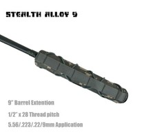STEALTH ALLOY 9" Muzzle Brake Extension Tube for AEG GBB 1/2x28 w ACU Heat Cover