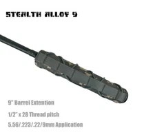 STEALTH ALLOY 9" Muzzle Brake Extension Tube for AEG GBB 1/2x28 w ACU Heat Cover