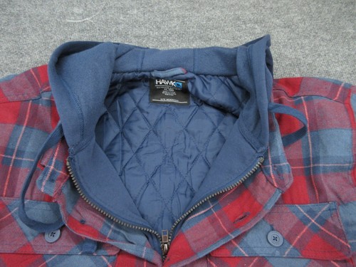 Tony Hawk Shacket Mens XXL 2XL Blue Red Plaid Quilted Full Zip Hooded NEW - Picture 8 of 16