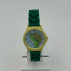 Casio Ptm-10 Diplodocus Dial Analog, Yellow Case, Green Silicone Band