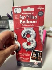 Anagram Number "3" Silver Minishape 16" Foil Balloon New 