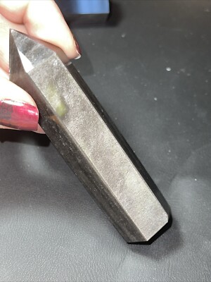 Silver Sheen Obsidian Point Wand Tower 3.56 In Tall 66g