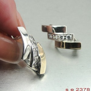 New-Israel-handmade-9K-Yellow-Gold-amp-925-Sterling-Silver-white-cz-stud-Earrings