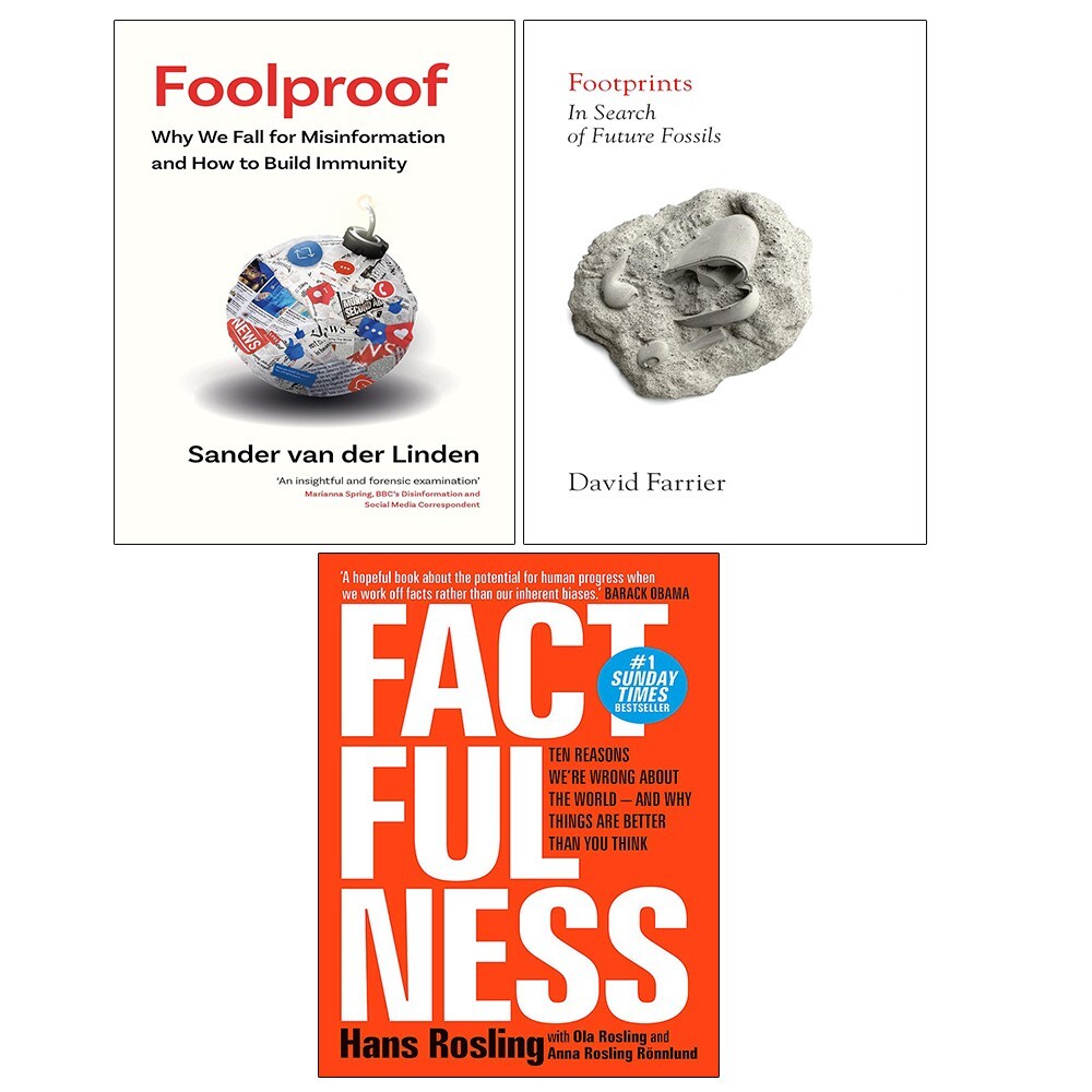 Factfulness Hans Rosling,Foolproof (Hardcover) Footprints Hardcover) 3 Books Set