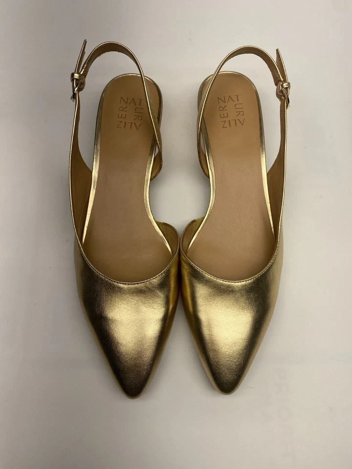 Naturalizer Mujer Bancos Dorado Metálico Punta Punta Plana Talla 11 Foto 2 de 4