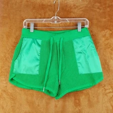 SER.O.YA Womens Shorts Small Green Pull On 100% Cotton Knit Satin Pockets UMA