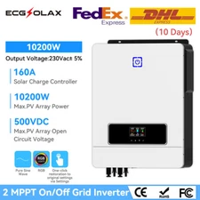 10200W 48V 2 MPPT Solar Inverter On/Off Grid Tie Pure Sine Wave 160A 500VDC