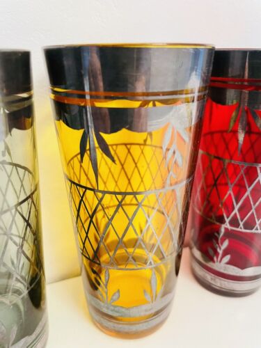 🟢 Art Deco 30er Jahre Cocktail Shaker Set + Muranoglas Gläser mehrfarbig - Bild 3 von 4