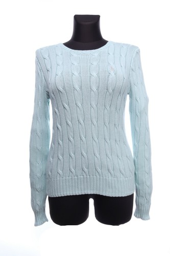 Blue Pima Cotton Cable Knit Jumper Size 
